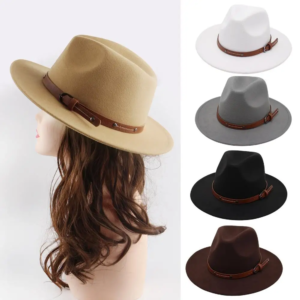 hot 1pc vintage elegant handsome men women wide brim hat fashion church party ladies felt jazz cap british flat brim felt hat