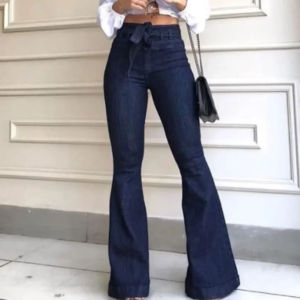 mom jeans women flare pants zipper fly flat pockets streetwear denim work elegant bodycon slight strech belt high waisted jeans