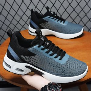 men's shoes spring fashion 2025 lace up soft sole sports single shoes flying woven casual style men's running shoes sneakers