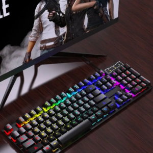 104keys wired keyboard with rgb backlit breathing light gaming ergonomic keyboard and mouse set for computer laptop gamer office