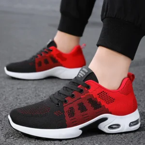 men's lightweight running sneakers spring new woven air cushion shoes lace up breathable flying sneakers