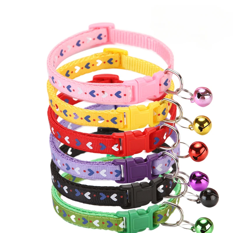adjustable love arrow dog kitten cat collar with bell polyester buckle collars for small dogs kitten accessories supplies