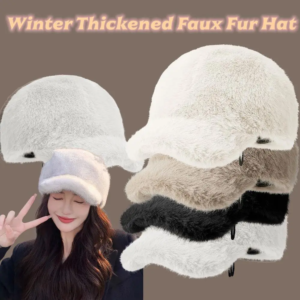 1pc women plush baseball cap simple casual thickened faux fur peaked cap outdoor thickened keep warm autumn winter hat visor hat
