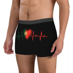 men proud portuguese heartbeat portugal flag boxer shorts panties breathable underwear male printed s xxl underpants