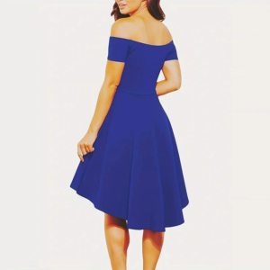 off shoulder elegance women’s asymmetrical midi dress solid slim fit season versatile comfort stretch