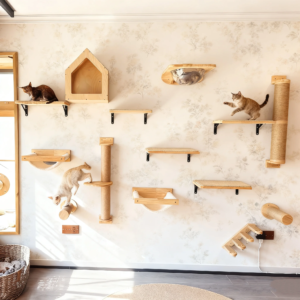 wall mounted cat bridge pet cat tree house bed hammock sisal cat ladder step scratcher post cat climbing frame furniture cat toy