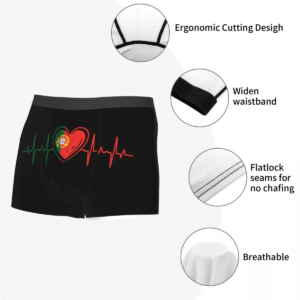 men proud portuguese heartbeat portugal flag boxer shorts panties breathable underwear male printed s xxl underpants
