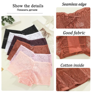 3pcs women's seamless lace briefs women plus sizepanties solid color breathable underwear female low waist soft lingerie s xl