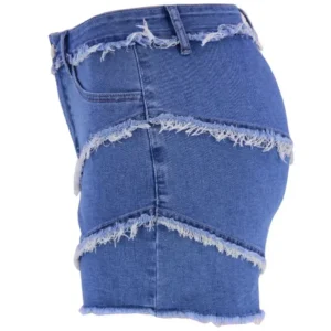 women shorts jeans solid sexy distressed mid waist washing denim zipper fly flat slim fit high street spliced summer 2025