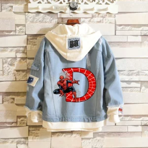spiderman marvels men hooded denim jacket casual baseball jacket male casual cardigan coat versatile tops spring autumn clothing