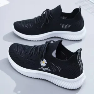 spring and summer women's flying woven sneakers fashion all match running shoes mesh surface breathable casual