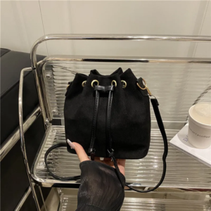 women corduroy bucket bag adjustable strap shoulder bag solid color retro handbag tote purse for work travel