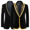 high quality golden velvet embroidered suit men loose jacket fashion homme wedding prom party luxury dress blazers