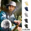 outdoor fisherman hat wide brim bucket hat with neck cover men summer breathable mesh sun protection visor anti uv cap unisex