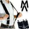 25mm wide men suspenders high elastic adjustable 4 strong clips suspender heavy duty x back trousers braces