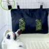 3 holes hanging feeding bag pet hay bag for guinea pigs small animal feeder rabbit food dispensers bag rack cage accessories