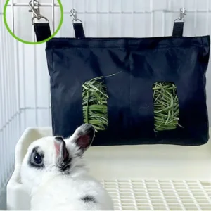 3 holes hanging feeding bag pet hay bag for guinea pigs small animal feeder rabbit food dispensers bag rack cage accessories