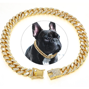 dog chain diamond cuban collar walking metal chain collar with design secure buckle, pet cat cuban collar jewelry accessories