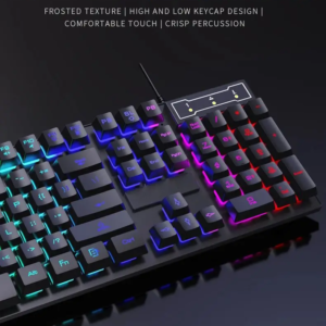 104keys wired keyboard with rgb backlit breathing light gaming ergonomic keyboard and mouse set for computer laptop gamer office