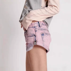 women shorts denim distressed cuffs jeans high waist loose straight pants jean washed zipper fly spliced pockets streetwear