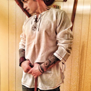 casual slim shirt long sleeve cotton and linen solid color large size shirt men's embroidered shirt