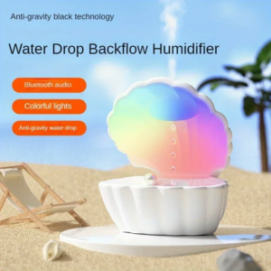 portable shell shape anti gravity air humidifier bluetooth speaker rgb atmosphere sleep aid night light for home deco