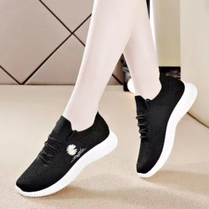 spring and summer women's flying woven sneakers fashion all match running shoes mesh surface breathable casual