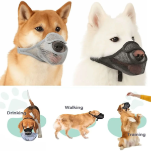 breathable mesh dog muzzle adjustable strap scavenging prevention dog mouth cover long mouth anti bite pet mouth mask large dogs