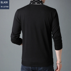 spring and autumn new cotton men clothing long sleeved lapel embroidered t shirt casual letters men oversized t shirt