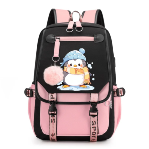 girls cute printed backpack large capacity color blocking practical designer middle school bag students casual travel laptop bag