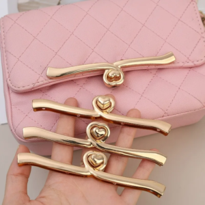 new golden spiral buckle with heart shaped buckle ring long lock for lady handbag craft bag replacement purse diy handmade tools