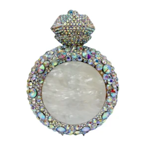 round shell diamond dinner bag perfume bottle diamond handle women's shell crystal bag rhinestone purse sac de marque luxe femme