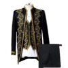 classic men luxurious embroidered suit 3 piece black / white fashion male court tuxedo blazers jacket and pants with vest
