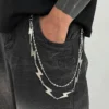 kunjoe punk metal lightning geometric belt chain waist chain men hip hop trousers hipster jeans pants chain keychain jewellery