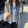 denim vests women sleeveless jacket y2k streetwear single breasted coats cardigan pockets high street outerwear loose spring