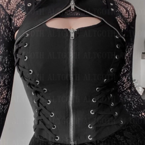 altgoth dark gothic vintage bandage vest women harajuku punk grunge halter corset camis emo alternative streetwear rave outfit