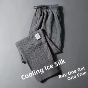 summer thin ice silk linen casual pants for men spor loose straight leg long trousers workwear plus size comfortable fit