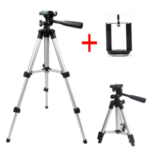 professional foldable camera tripod holder stand screw 360 degree fluid head tripod stabilizer aluminum with phone holder clip