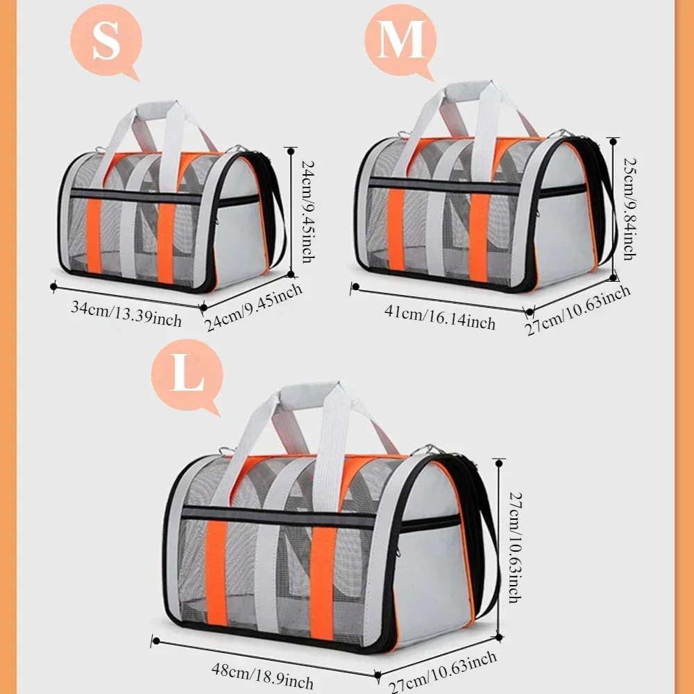 s/m/l pets go out breathable cats pet dogs in travelling carrying bag portable foldable small to medium dog cage mesh handbag