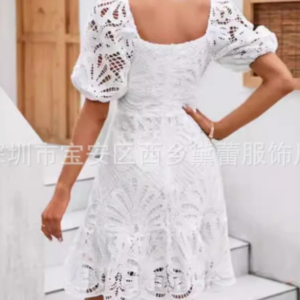 2025 summer new chic hollow out white party dress women new sexy lace mini dresses female vintage elegant a line short dresses