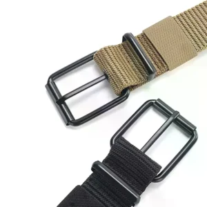 men's belt porous canvas pin buckle leather belt outdoor sports belt women's trendy eyelet belt with jeans belt for men women