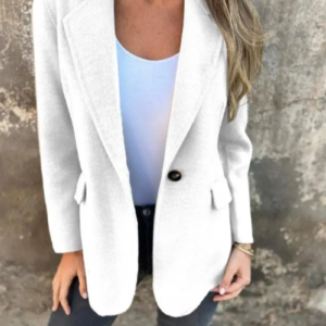 urban women's temperament suit jackets autumn solid color lapel long sleeved button pocket loose commuting woolen suit jackets