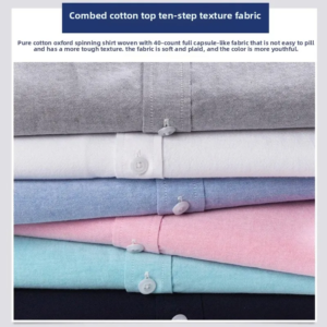 100% pure cotton oxford shirt for men’s short sleeve solid stripe leisure embroidered horse social business formal dress shirts