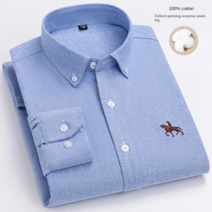 2025 100% cotton men shirt floral long sleeve casual plus size thick oxford man embroidered horse shirts streetwear oversized