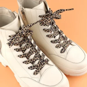 1pair 100/120/140/160cm fashion leopard patten print shoelace new unisex sneakers canvas shoe flat shoes strings