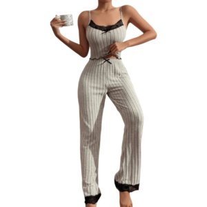 pajamas suit women 2 piece sets camisole pants suspender top trousers summer lace bow sleeveless sleepwear outfits nightwear