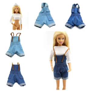 creativity denim jeans doll suspenders trousers outfit crop top cloth cowboy 29cm doll wearable girls