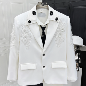 high end sequin embroidered light luxury comfort suit sets men 2025 autumn new loose 2pcs trendy blazers pants two piece sets