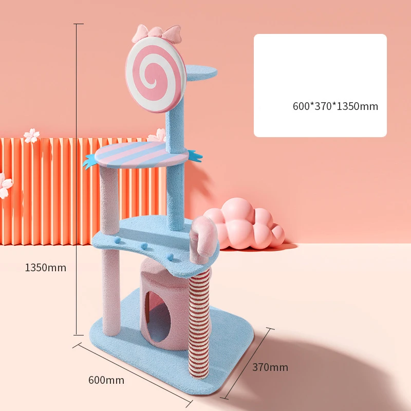 manufacturer wholesale pink blue cute sisal cat scratcher tree lollipop design