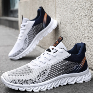 sneakers 2025 new men's shoes trend foreign trade flying woven lace up running shoes breathable korean version of tide shoes